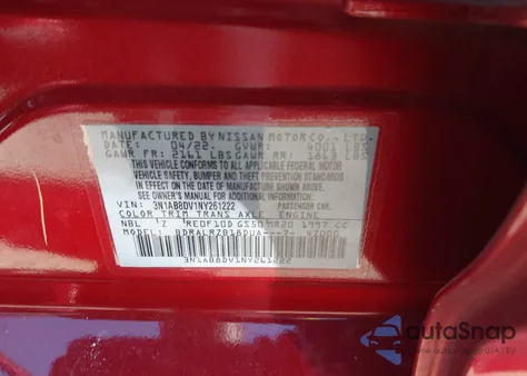 2022 Nissan Sentra Sr Xtronic Cvt from USA, damaged, VIN 3N1AB8DV1NY261222